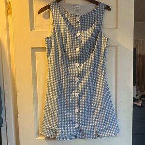 RIHOAS Elegant White-Blue Gingham Dress